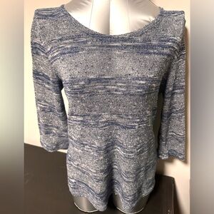 **Free** ALFRED SUNG Blue Marled Scoop Neck Knit Sweater
